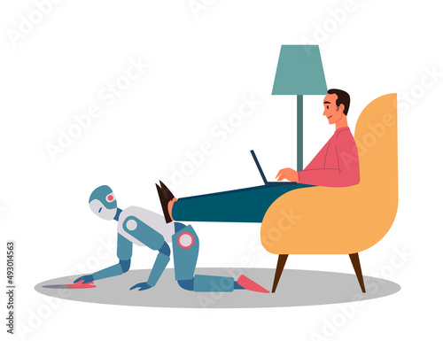 Robot concept. Artificial intelligence as a part of human routine.