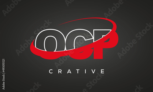 OCP creative letters logo with 360 symbol vector art template design photo