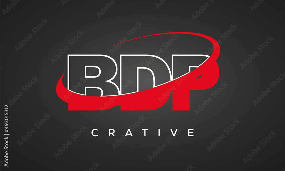 BDP creative letters logo with 360 symbol vector art template design