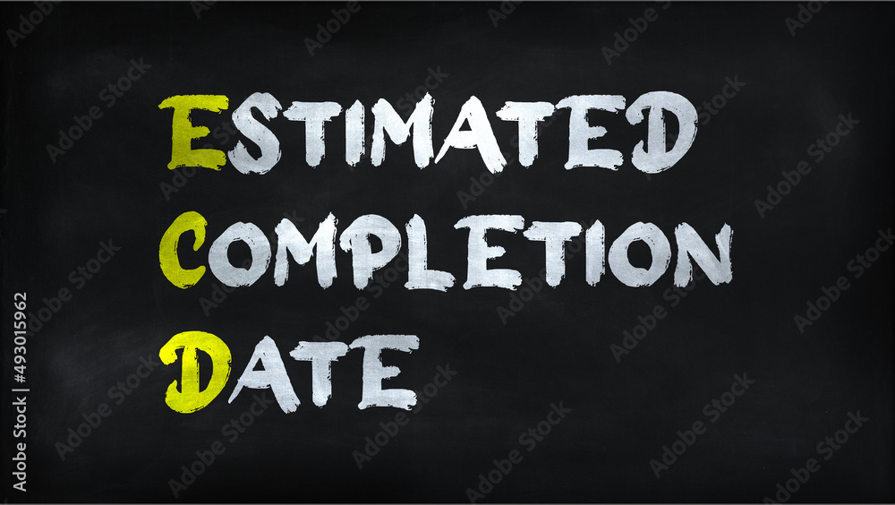 Obraz premium ESTIMATED COMPLETION DATE(ECD) on chalkboard