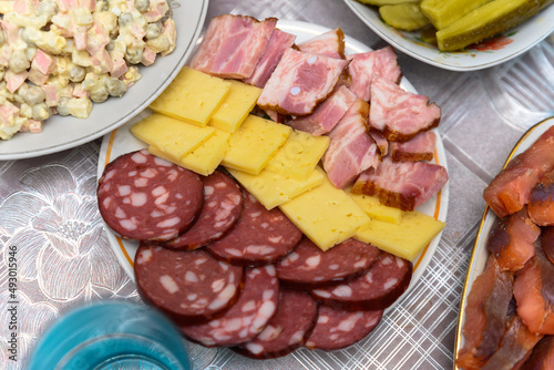 Well decorated cold cuts in a platter