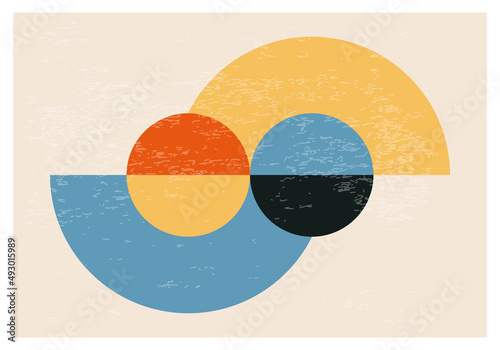 Minimalist 20s geometric abstract background design, vector primitive shapes