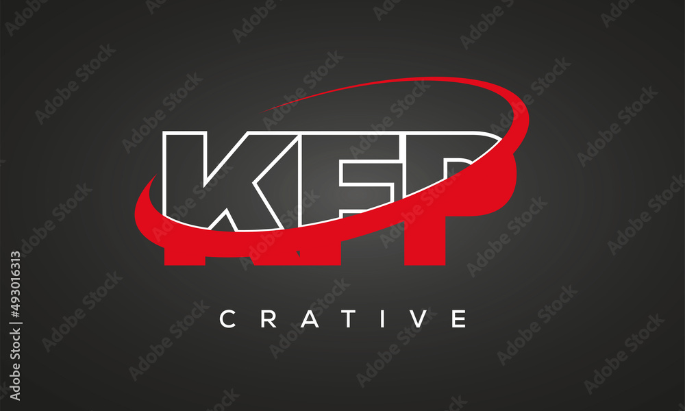 KFP creative letters logo with 360 symbol vector art template design