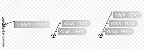 Set of vector digital callouts. PNG text callouts. Information panel png, template. Interface element.