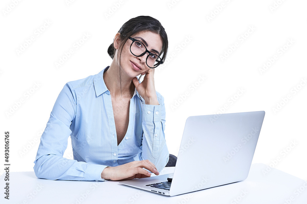 A beautiful business woman with notebook computer. A beautiful business woman with notebook computer.