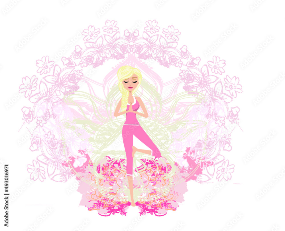 woman in a traditional yoga pose - artistic banner woman in a traditional yoga pose - artistic banner