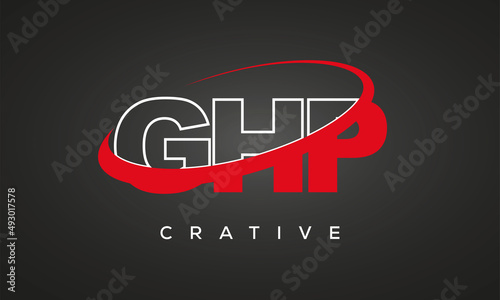 GHP creative letters logo with 360 symbol vector art template design photo