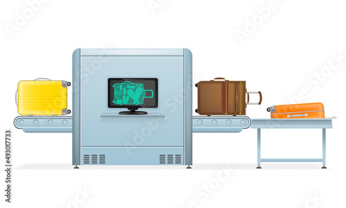 airport baggage scanner vector illustration