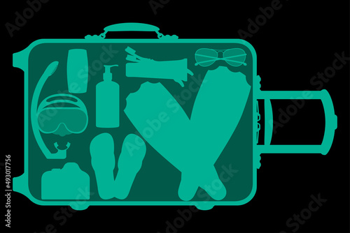 suitcase in airport scanner vector illustration