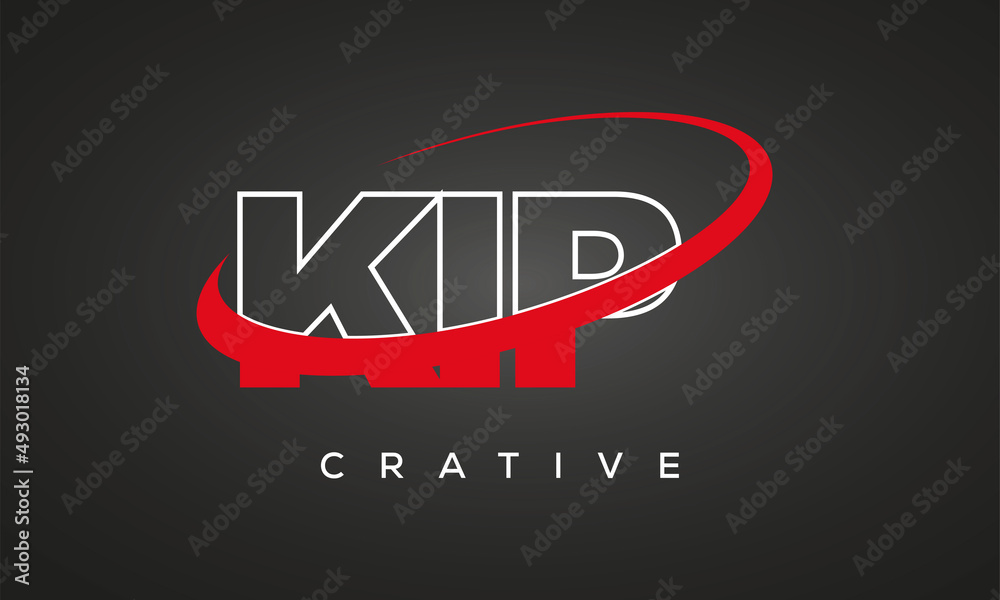 KIP creative letters logo with 360 symbol vector art template design