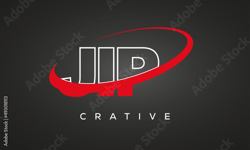 JIP creative letters logo with 360 symbol vector art template design