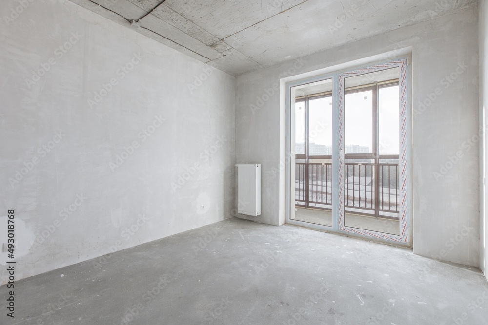 interior of the apartment without decoration in gray colors interior of the apartment without decoration in gray colors