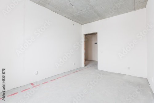 interior of the apartment without decoration in gray colors