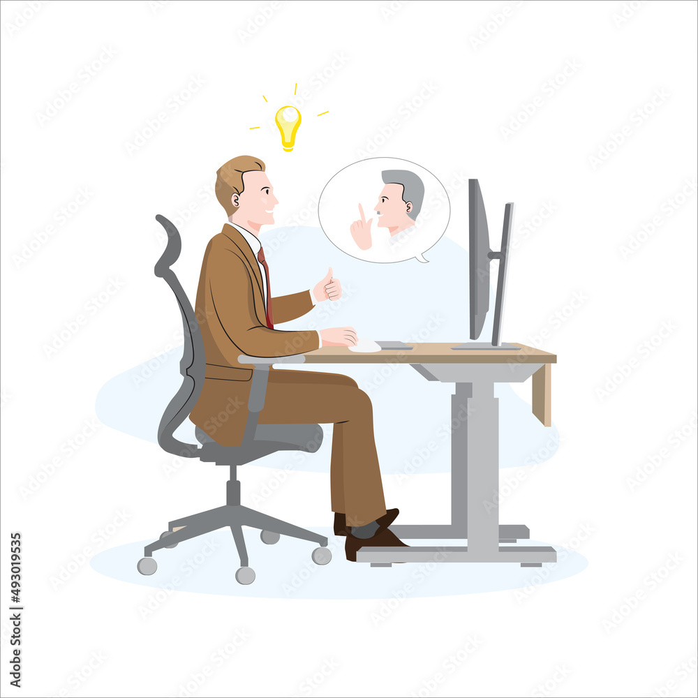 2 of coworkers agree and solve problem together online flat vector illustration on white background 2 of coworkers agree and solve problem together online flat vector illustration on white background