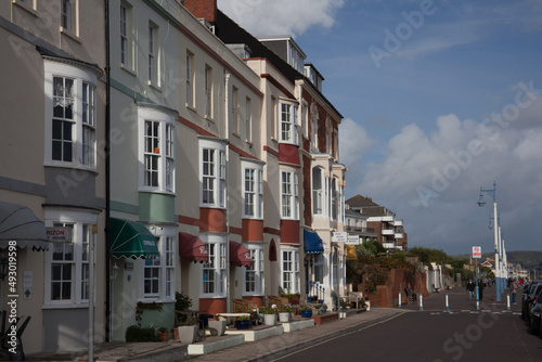 Colourful houses on the beach front in Weymouth, Dorset in the UK