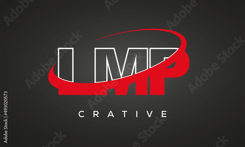 LMP creative letters logo with 360 symbol vector art template design
