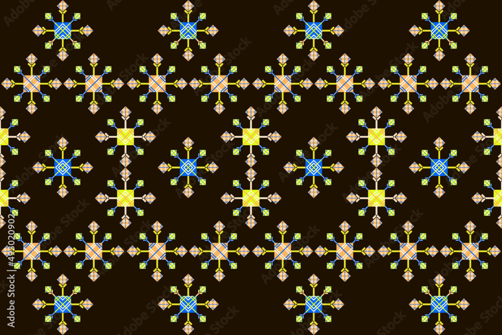 Abstract ethnic geometric ikat pattern.Tribal ethnic vector texture.Seamless pattern in aztec style.Fabric pattern mandala native textile.Embroidery design Abstract ethnic geometric ikat pattern.Tribal ethnic vector texture.Seamless pattern in aztec style.Fabric pattern mandala native textile.Embroidery design