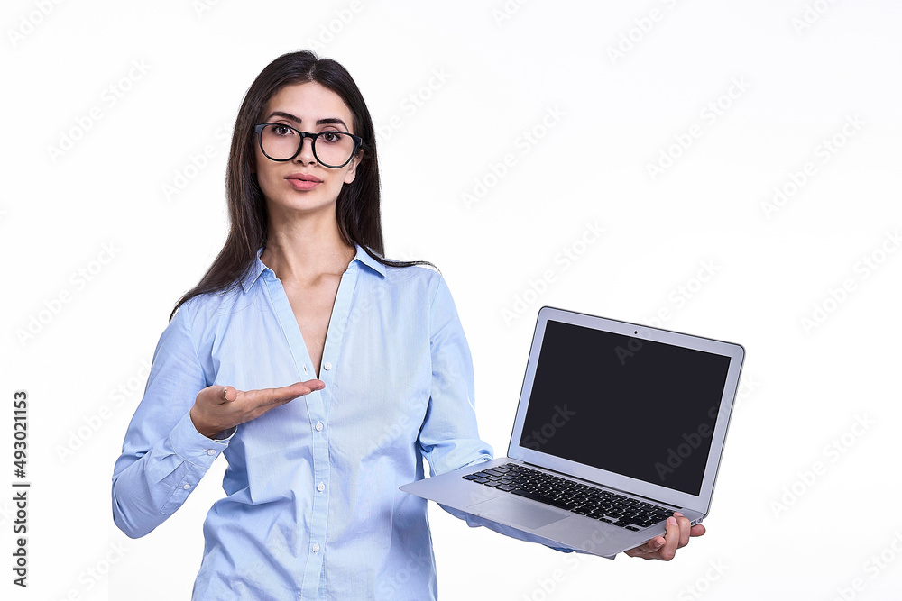 A beautiful business woman with notebook computer. A beautiful business woman with notebook computer.