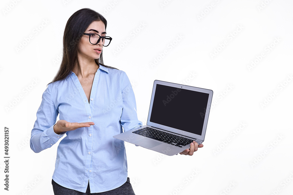 A beautiful business woman with notebook computer. A beautiful business woman with notebook computer.