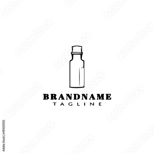 bottle with stopper logo cartoon icon design template black isolated vector cute