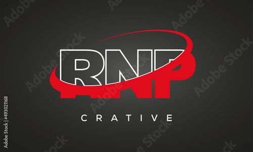 RNP creative letters logo with 360 symbol vector art template design photo