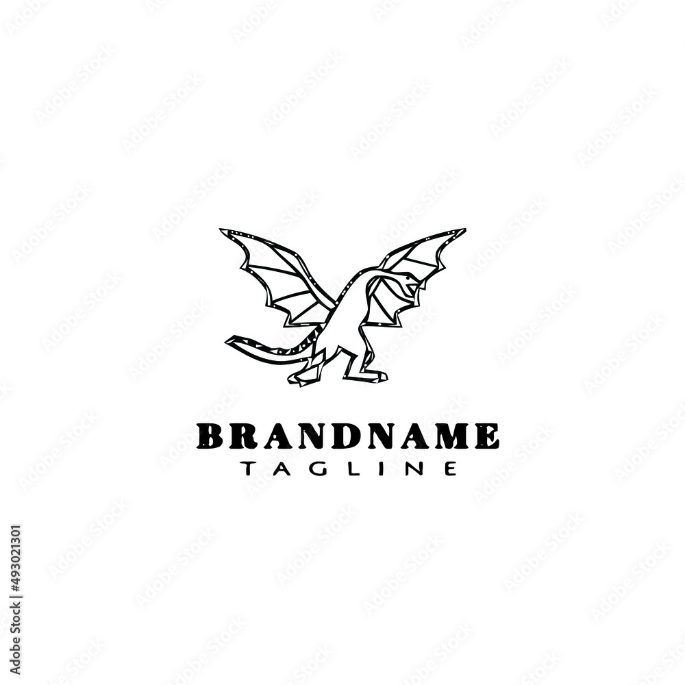 Fototapeta premium dinosaurs logo cartoon icon design template black isolated vector