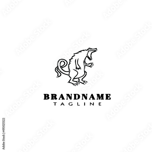 Fototapeta Naklejka Na Ścianę i Meble -  dinosaurs logo cartoon icon design template black isolated vector