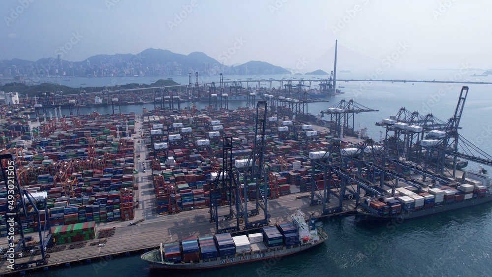 Kwai Chung container pier, one of commercial pier in Hong Kong Kwai Chung container pier, one of commercial pier in Hong Kong