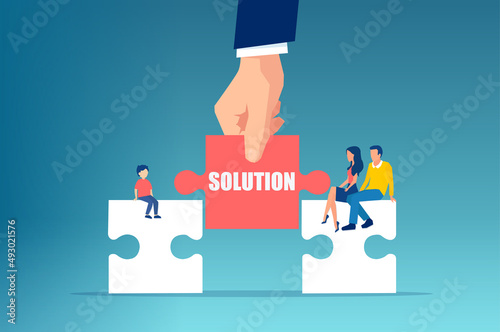 Vector of a hand bridging the gap in parents and their child communication
