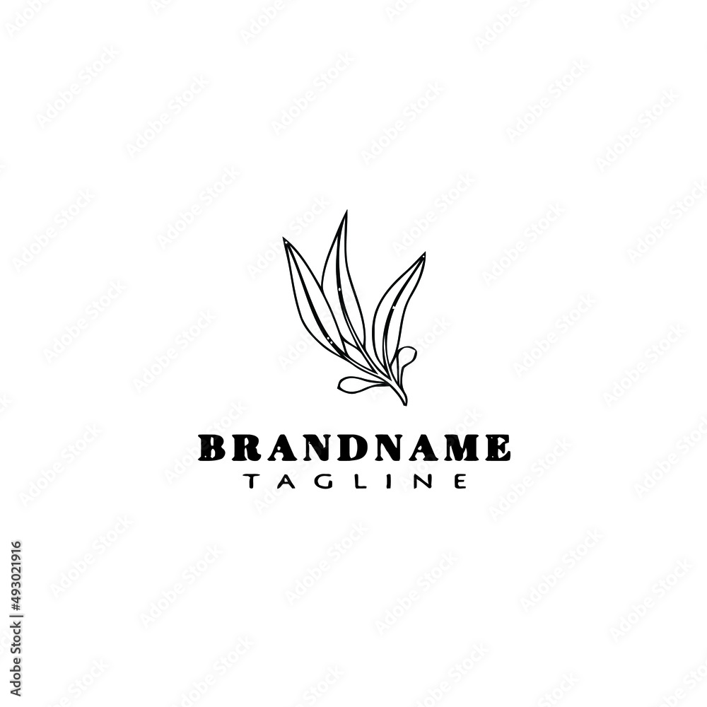 eucalyptus plant logo cartoon icon design template black isolated vector illustration