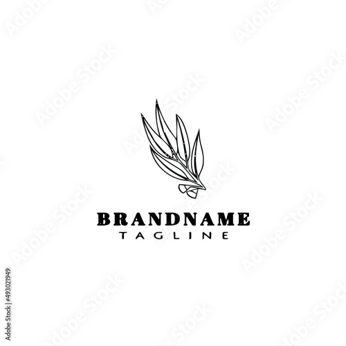 eucalyptus plant logo cartoon icon design template black isolated vector illustration