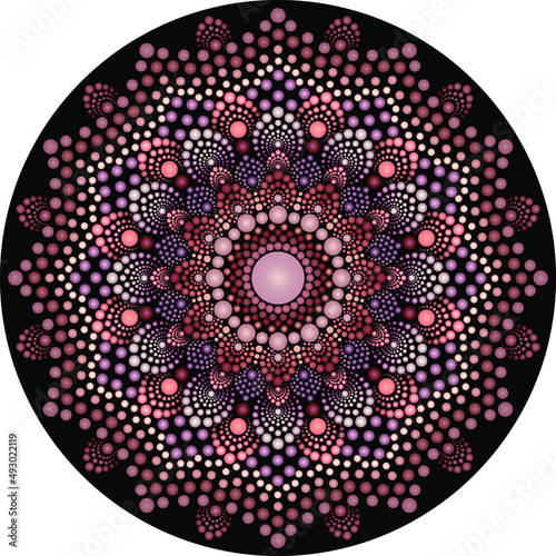 Decorative colourful dot mandala, design element. Can be used for cards, invitations, banners, posters, print design. Mandala background.