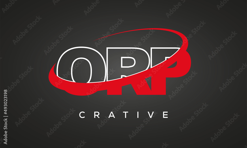 ORP creative letters logo with 360 symbol vector art template design
