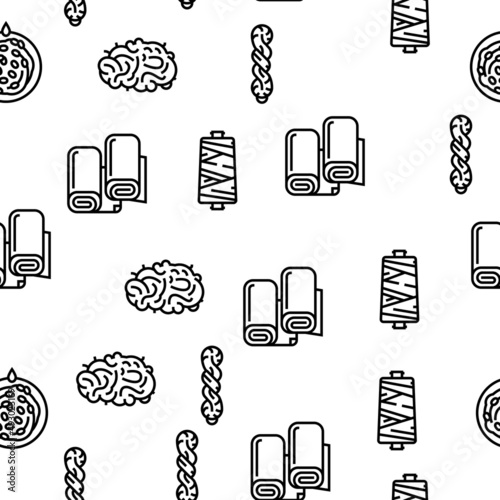 Sericulture Production Business Vector Seamless Pattern Thin Line Illustration