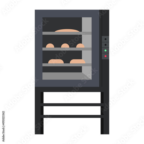 Opened bakery oven semi flat color vector object. Full sized item on white. Preparing bread. Professional baking equipment simple cartoon style illustration for web graphic design and animation
