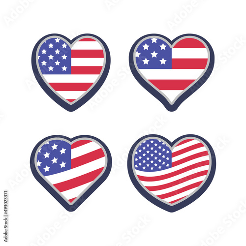 United States flag in heart shape. USA national emblem. American love patriotic symbol.