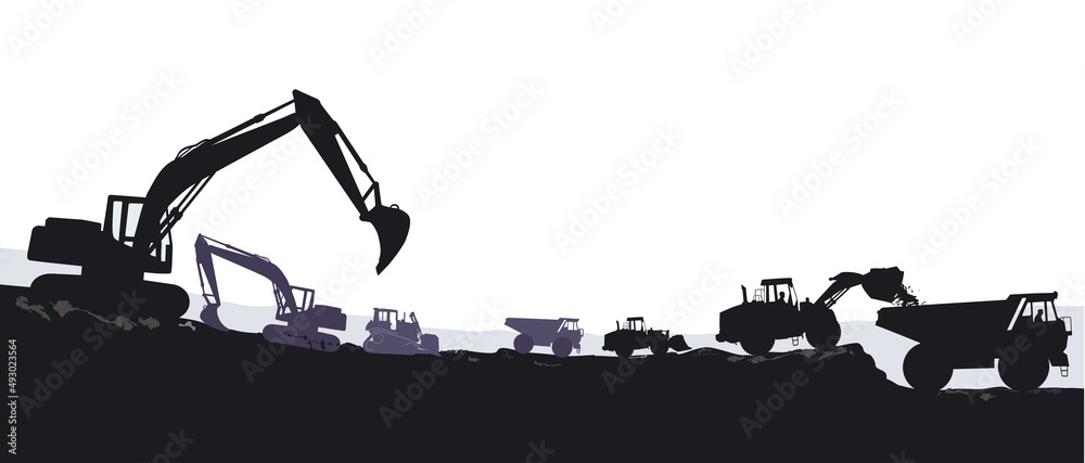 custom made wallpaper toronto digitalBagger und Bulldozer bei Erdarbeiten Illustration