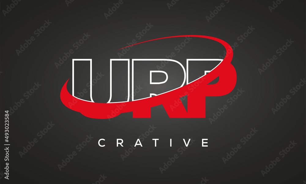 URP creative letters logo with 360 symbol vector art template design