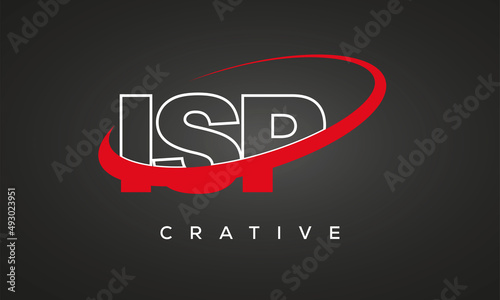 ISP creative letters logo with 360 symbol vector art template design