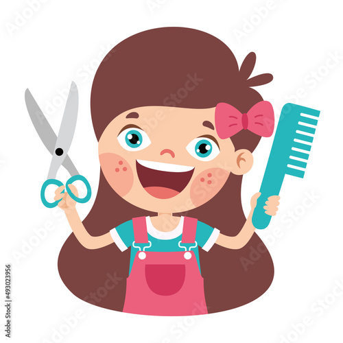 Hair Care Drawing With Cartoon Child