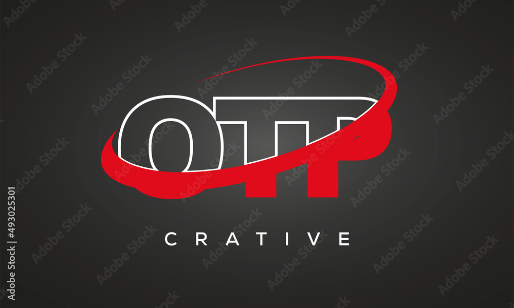 OTP creative letters logo with 360 symbol vector art template design