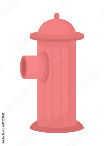 Fire hydrant semi flat color vector object. Supplying water. Full sized item on white. Fire fighting appliance simple cartoon style illustration for web graphic design and animation