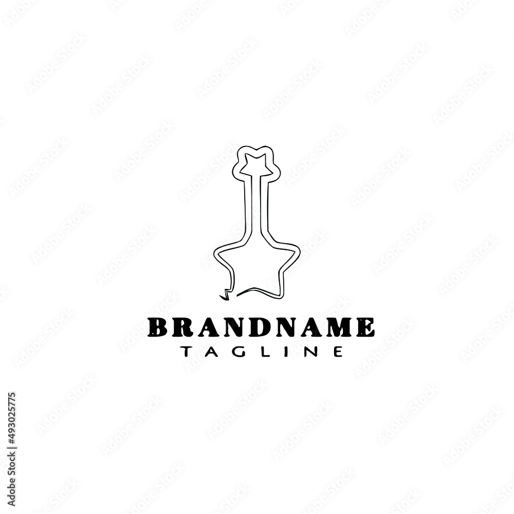 guitar logo cartoon black icon design isolated vector illustration