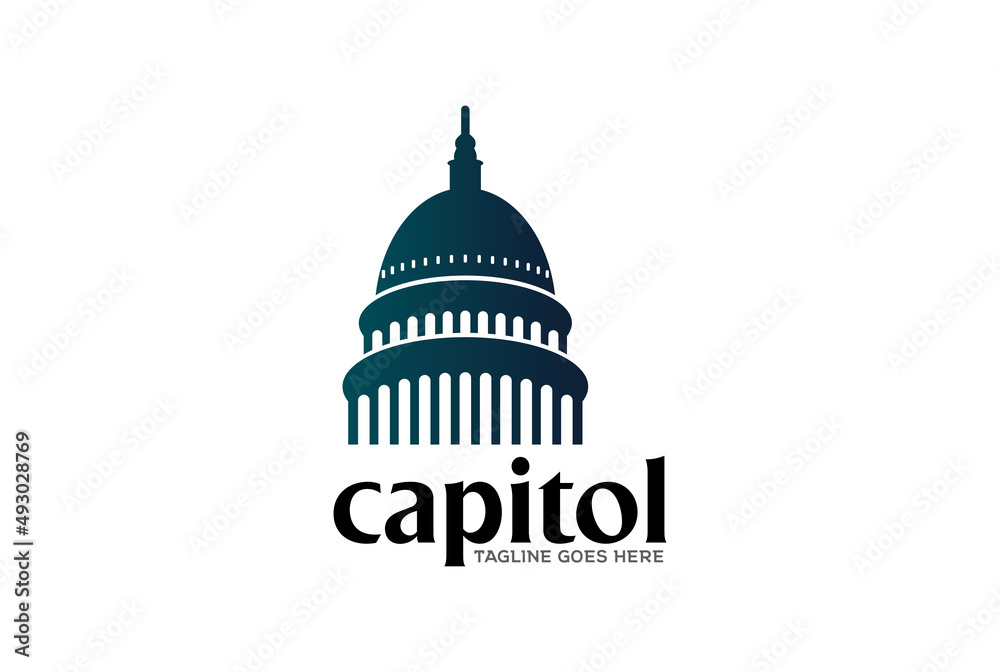 Modern Simple American Government Capitol Building Logo Design Vector