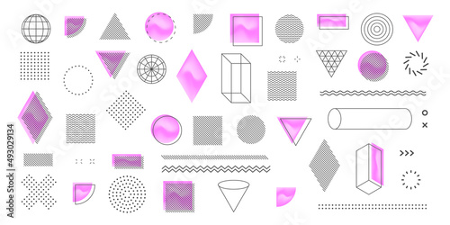 Vector set. Geometric shapes. Minimal modern shapes. Minimalist geometric forms for your design project. Trendy hipster background and logotypes.