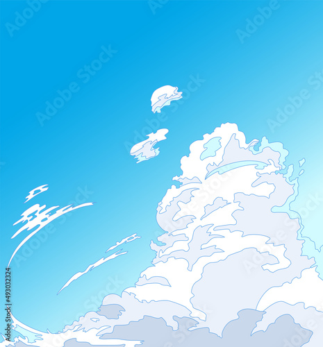 青空と白い雲のベクターイラスト背景素材