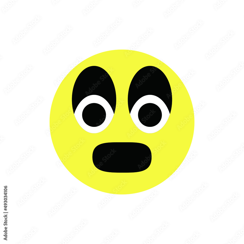 shocked looking cartoon emoji version face icon on white background shocked looking cartoon emoji version face icon on white background