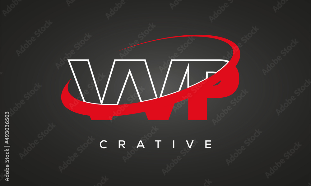 VVP creative letters logo with 360 symbol vector art template design
