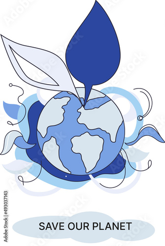 Save our planet ecological metaphor Earth day, love for native home. Sustainable gardening renewable energy. Caring for nature protecting environment stop air and water pollution, rational consumption