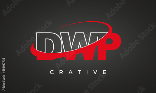 DWP creative letters logo with 360 symbol vector art template design